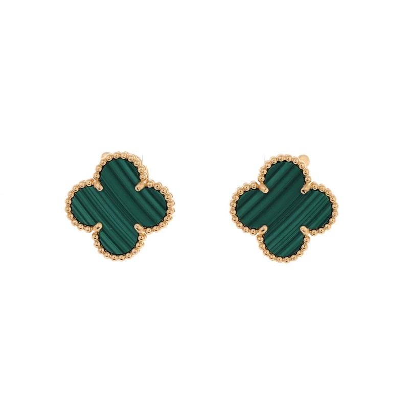 Van Cleef & Arpels Vintage Alhambra Earrings 18K Yellow Gold and Malachite (1 of 3)