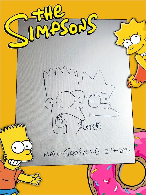 MATT GROENING AUTOGRAPHED THE SIMPSONS HAND DRAWN BART AND LISA SKETCH BECKETT: Autograph Authentication: Beckett,Industry: Television,Original/Reproduction: Original,Object Type: SKETCH,Show: THE SIMPSONS,Signed by: MATT GROENING,Country of Origin: United States 