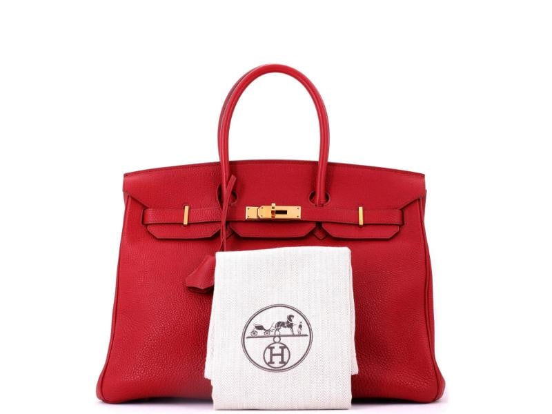 Hermes Birkin Handbag Red Togo with Gold Hardware 35 - 2
