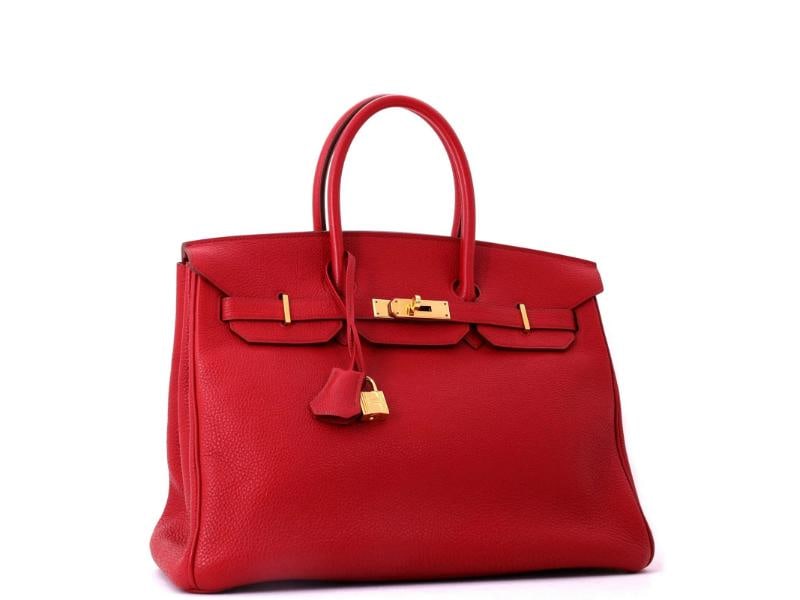 Hermes Birkin Handbag Red Togo with Gold Hardware 35 - 3
