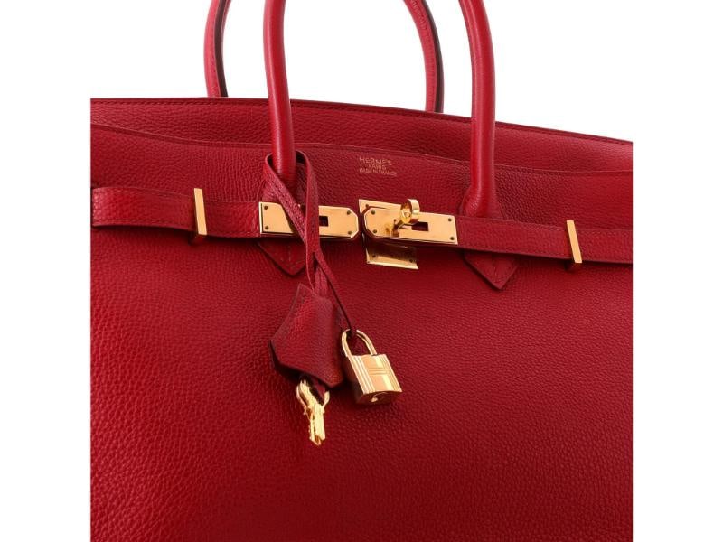 Hermes Birkin Handbag Red Togo with Gold Hardware 35 - 7