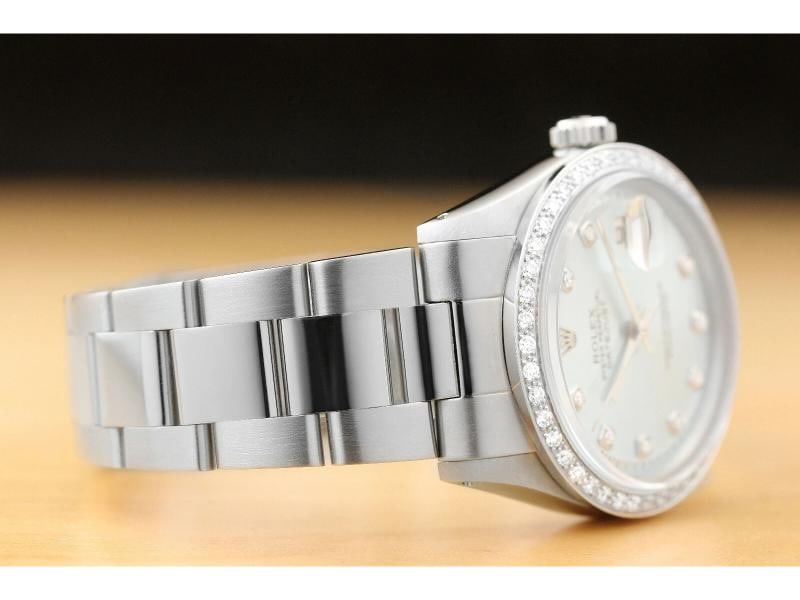 MENS ROLEX DATEJUST ICE BLUE DIAL 18K WHITE GOLD DIAMOND BEZEL & STEEL WATCH - 6