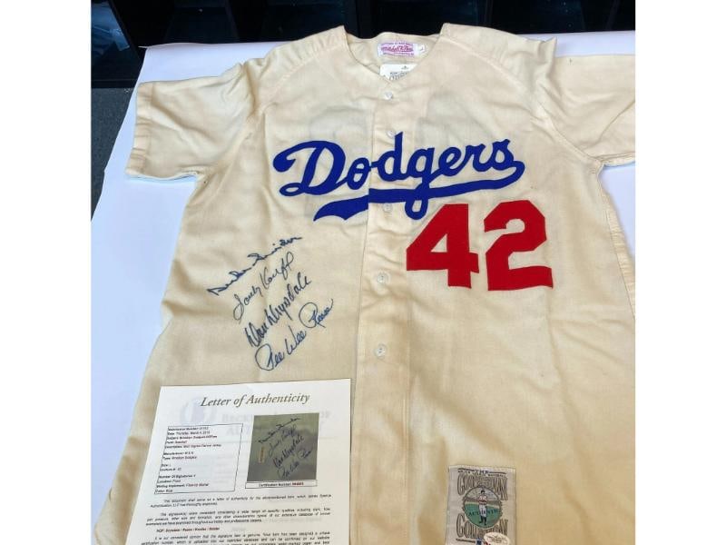 Sandy Koufax Don Drysdale Signed Jackie Robinson Brooklyn Dodgers Jersey JSA COA - 2