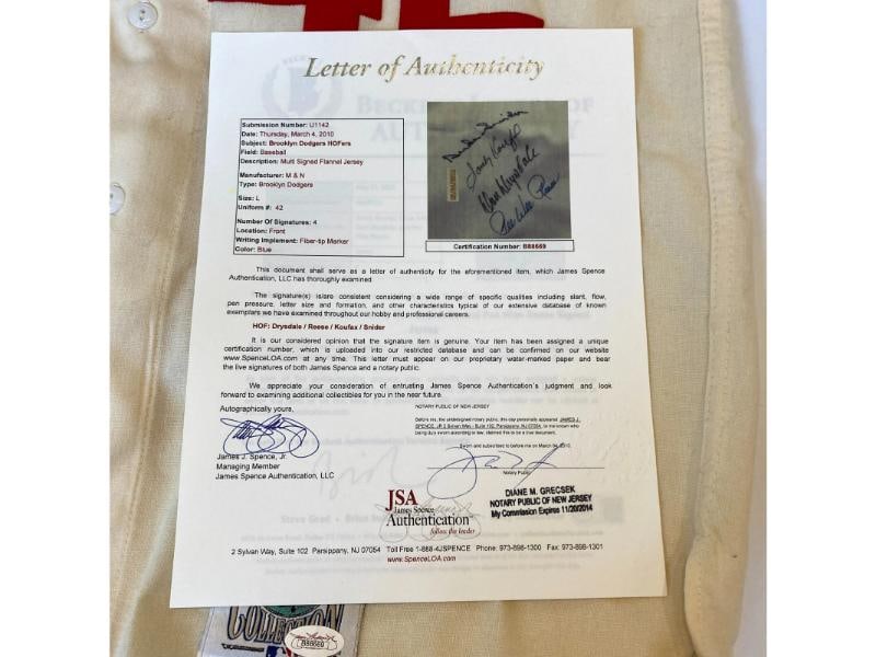 Sandy Koufax Don Drysdale Signed Jackie Robinson Brooklyn Dodgers Jersey JSA COA - 3