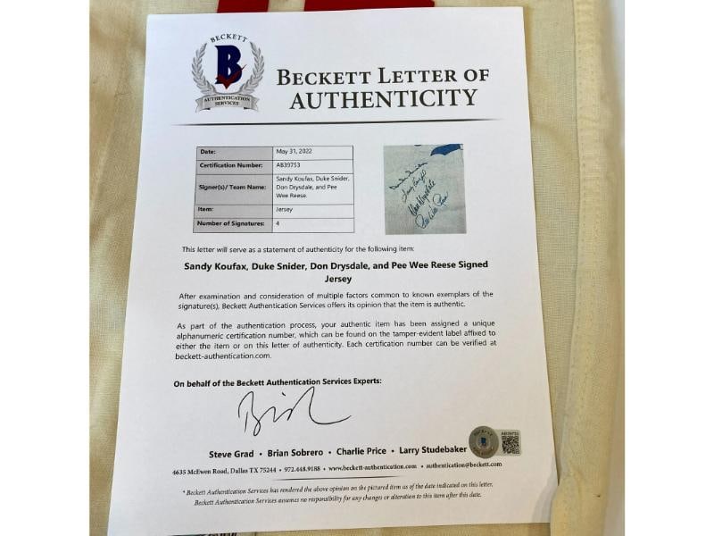 Sandy Koufax Don Drysdale Signed Jackie Robinson Brooklyn Dodgers Jersey JSA COA - 4