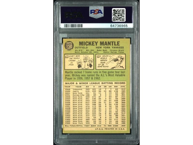 1967 Topps Mickey Mantle #150 Signed Baseball Card PSA DNA 8 Auto - 2