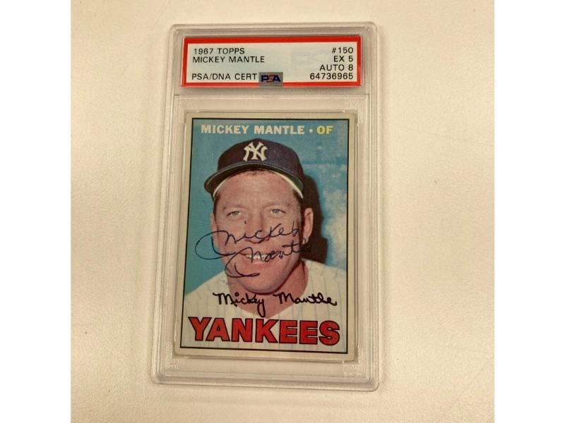 1967 Topps Mickey Mantle #150 Signed Baseball Card PSA DNA 8 Auto - 3