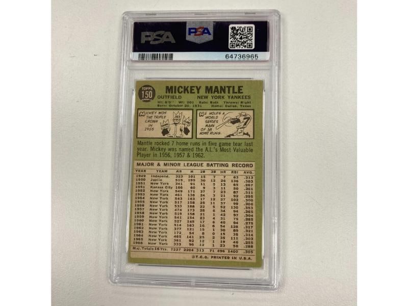 1967 Topps Mickey Mantle #150 Signed Baseball Card PSA DNA 8 Auto - 5