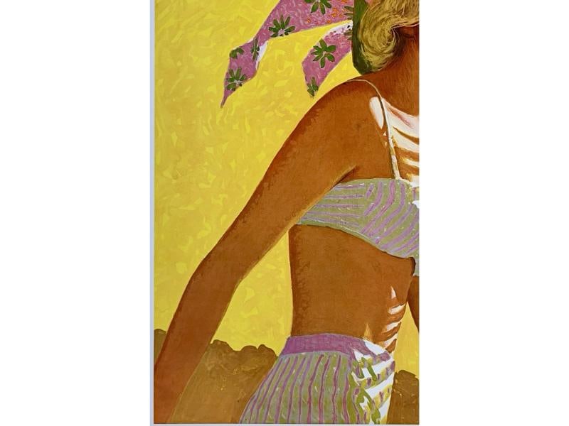 Original Vintage Poster LOS ANGELES UNITED AIR LINES Airline Travel Galli LINEN - 4