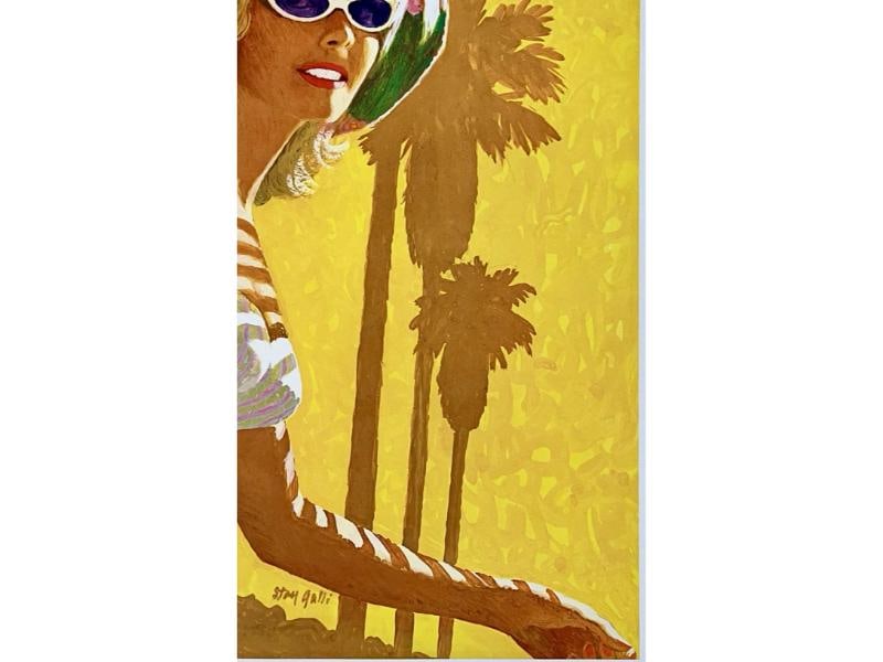 Original Vintage Poster LOS ANGELES UNITED AIR LINES Airline Travel Galli LINEN - 5