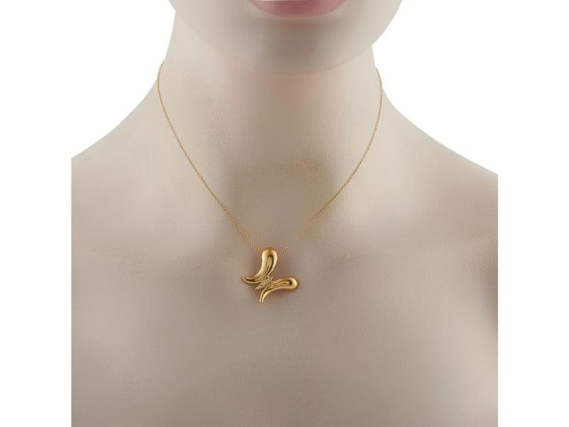 Tiffany & Co. 18K Yellow Gold Diamond Butterfly Necklace - 2