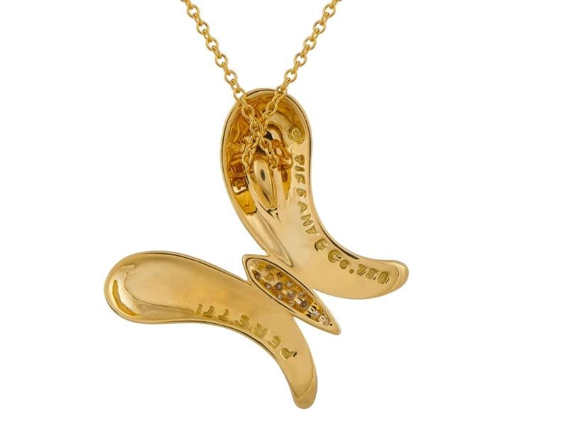 Tiffany & Co. 18K Yellow Gold Diamond Butterfly Necklace - 5