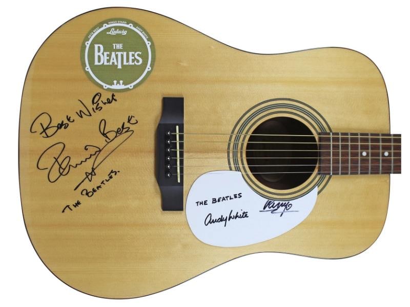 Beatles Drummers (3) Starr, Best & White Signed Epiphone Acoustic Guitar BAS JSA (1 of 6)