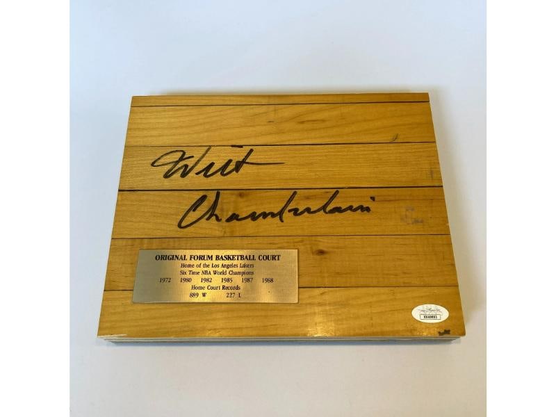 Wilt Chamberlain Signed Los Angeles Lakers Forum Game Used Floor JSA COA - 3