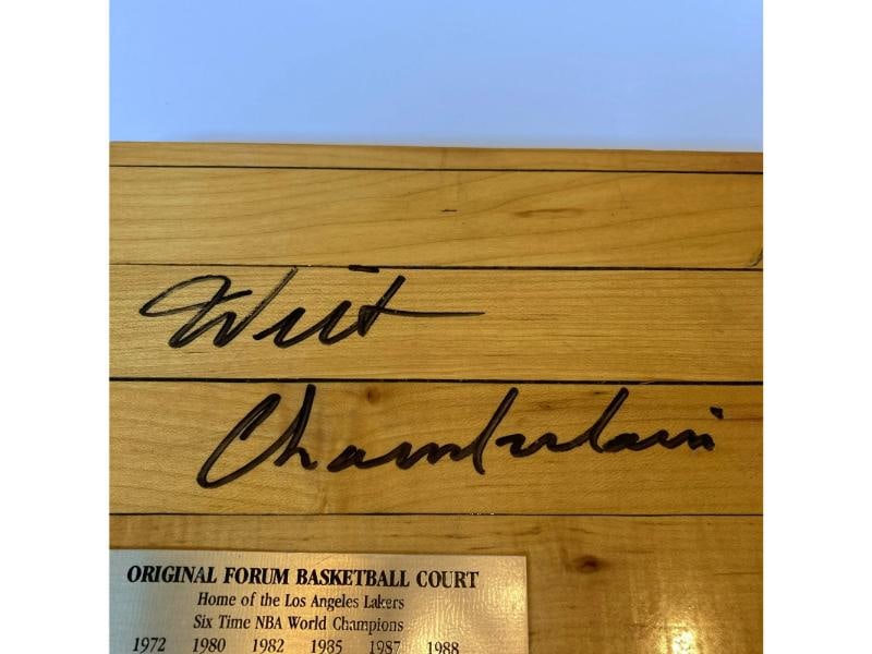 Wilt Chamberlain Signed Los Angeles Lakers Forum Game Used Floor JSA COA - 4