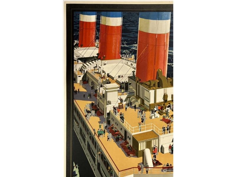 Original Vintage Poster UNITED STATES LINES LEVIATHAN Cruise Ship Travel OL - 2