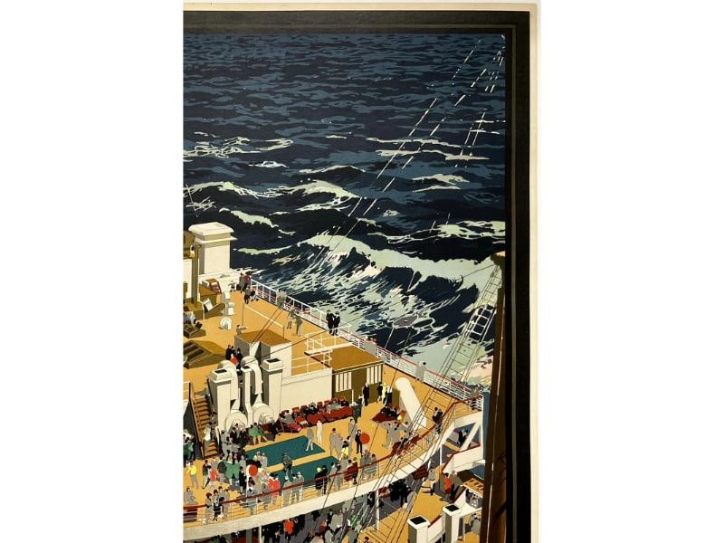 Original Vintage Poster UNITED STATES LINES LEVIATHAN Cruise Ship Travel OL - 3