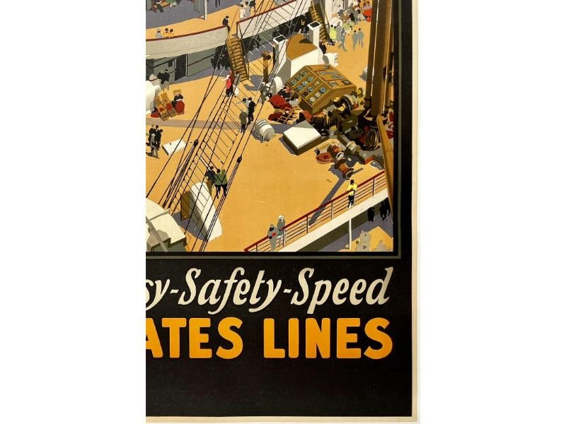 Original Vintage Poster UNITED STATES LINES LEVIATHAN Cruise Ship Travel OL - 5