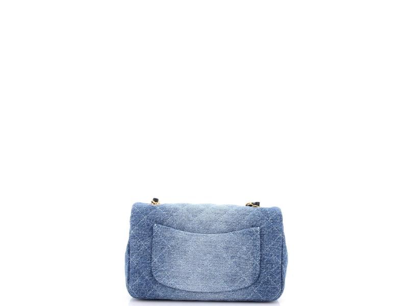 Chanel Classic Single Flap Bag Quilted Ombre Denim Mini - 3