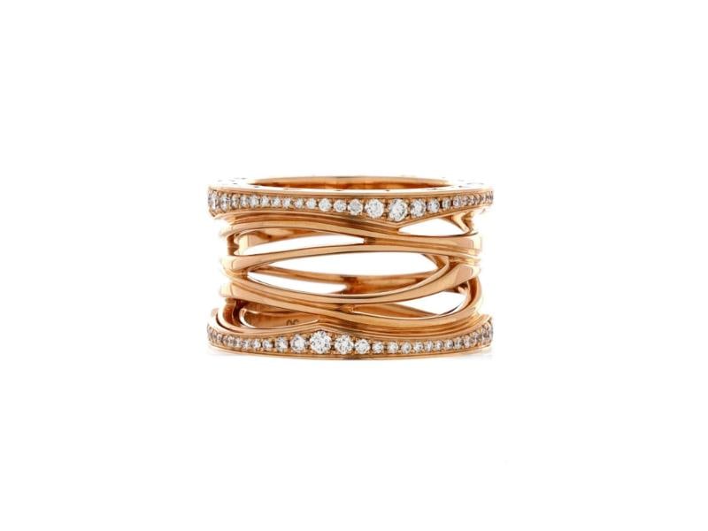 Bvlgari B.Zero1 Design Legend Zaha Hadid Four Band Ring 18K Rose Gold: Condition: Pre-owned - Good,Brand: Bvlgari,Main Stone: Diamond,Metal: 18K Rose Gold,Metal Purity: 18K,Ring Size: 5.25 - 50,Type: Ring,Color: Rose Gold,Style: 18K Rose Gold With Diamonds,Material: 18K