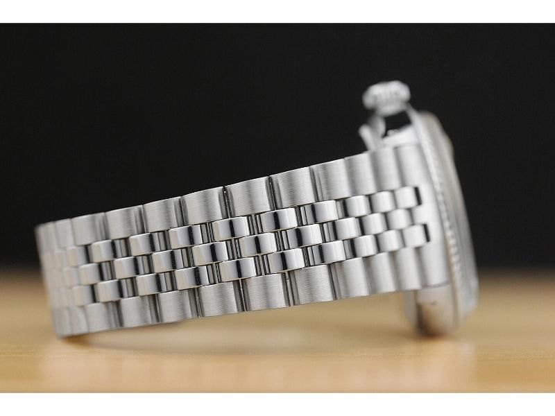 MENS ROLEX DATEJUST 1601 18K WHITE GOLD STAINLESS STEEL BLACK DIAMOND DIAL WATCH - 6