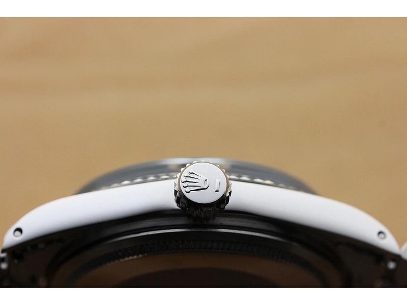 MENS ROLEX DATEJUST 1601 18K WHITE GOLD STAINLESS STEEL BLACK DIAMOND DIAL WATCH - 8