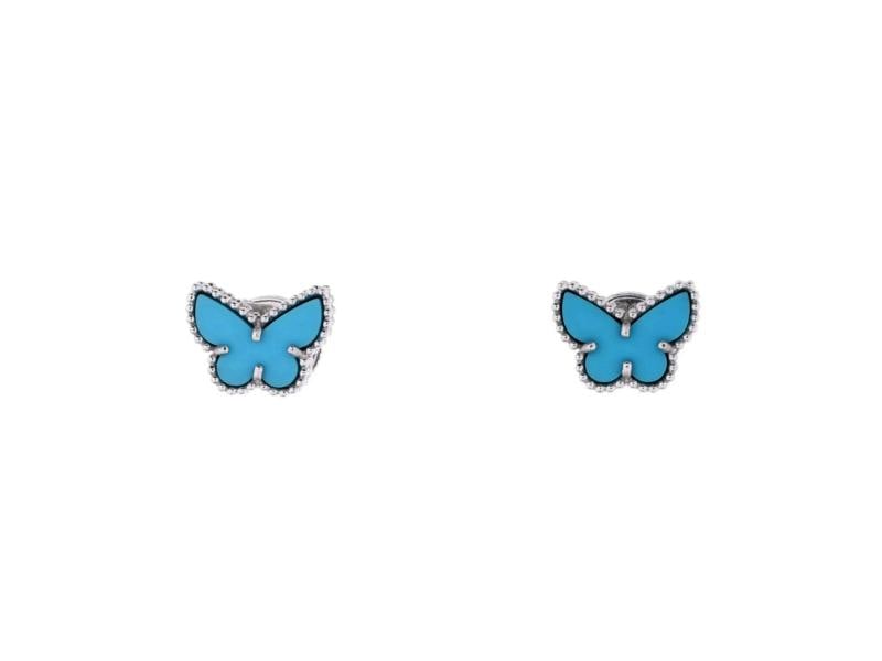 Van Cleef & Arpels Sweet Alhambra Butterfly Stud Earrings 18K White Gold (1 of 4)