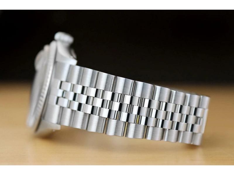 ROLEX MENS DATEJUST 16014 BLUE DIAL 18K WHITE GOLD STAINLESS STEEL WATCH - 5