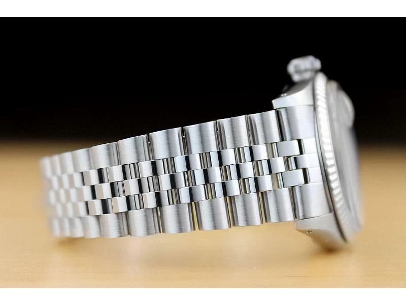 ROLEX MENS DATEJUST 16014 BLUE DIAL 18K WHITE GOLD STAINLESS STEEL WATCH - 7