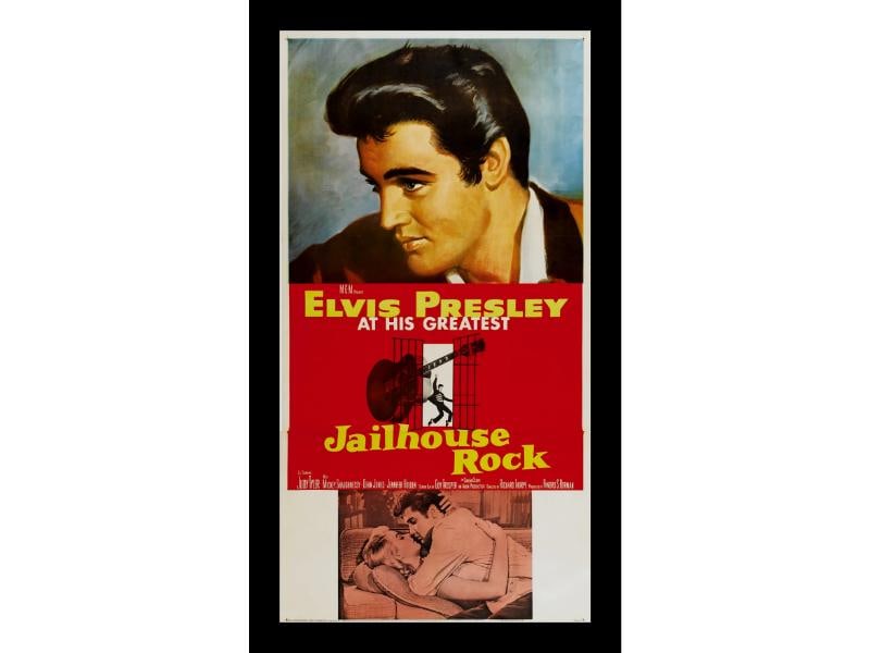 JAILHOUSE ROCK 3SH ORIGINAL MOVIE POSTER 1957 ELVIS PRESLEY: This is a genuine 41"x81" U.S. three sheet ORIGINAL MOVIE POSTER issued by the studio when the film was released and meant for theatrical display. This poster has been Linen Backed and is ready for