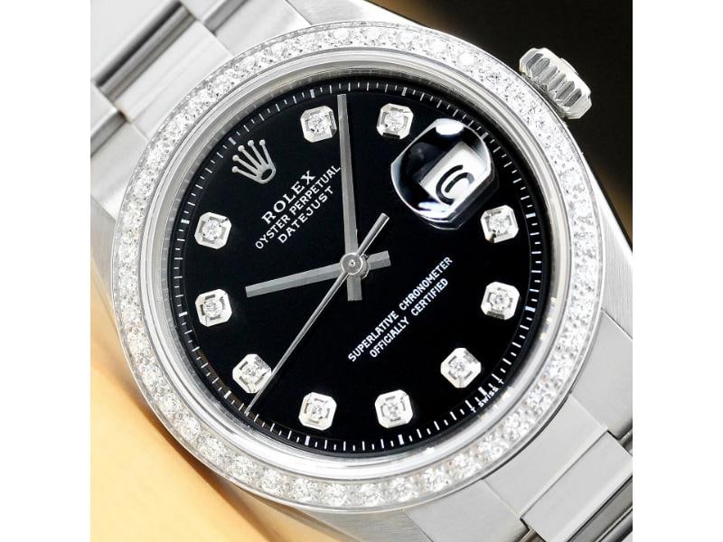 MENS ROLEX DATEJUST 1603 18K WHITE GOLD DIAMOND STAINLESS STEEL OYSTER WATCH: Condition: Pre-owned - Good,Bezel Color: Silver,Max Wrist Size: 7.26-7.5 in,Number of Jewels: 26 Jewels,Indices: Diamond Markers, 12-Hour Dial, Multiple Hands,Bezel: Custom 18K White Gold Diamond Beze