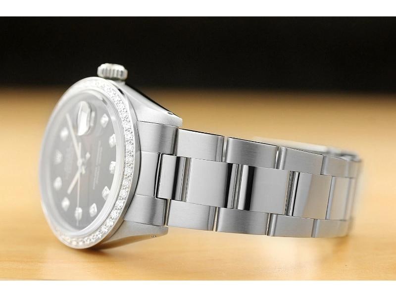 MENS ROLEX DATEJUST 1603 18K WHITE GOLD DIAMOND STAINLESS STEEL OYSTER WATCH - 4