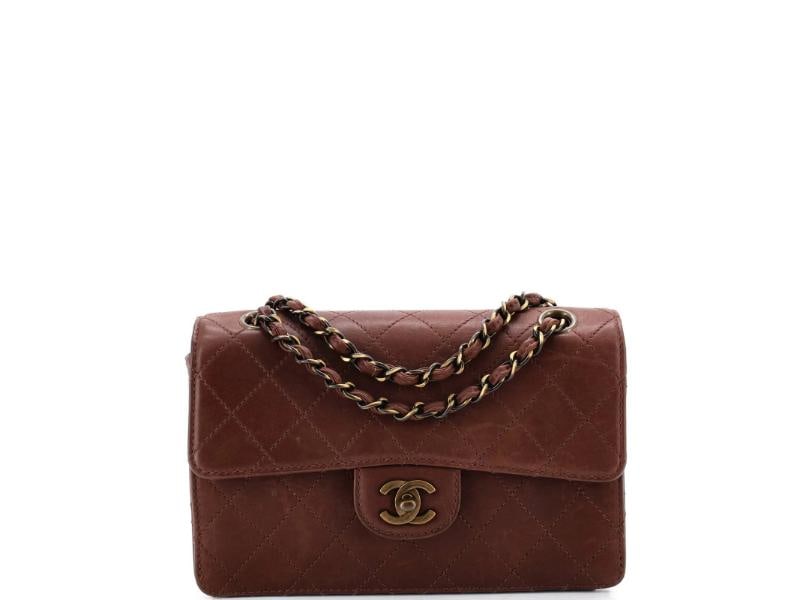 Chanel Vintage Classic Double Flap Bag Quilted Lambskin Medium: Condition: Pre-owned - Good,Brand: Chanel,Exterior Material: Leather,Style: Shoulder Bags,Exterior Color: Brown,Department: Women,Size: Medium,Accessories: Dust Bag, Authenticity Card