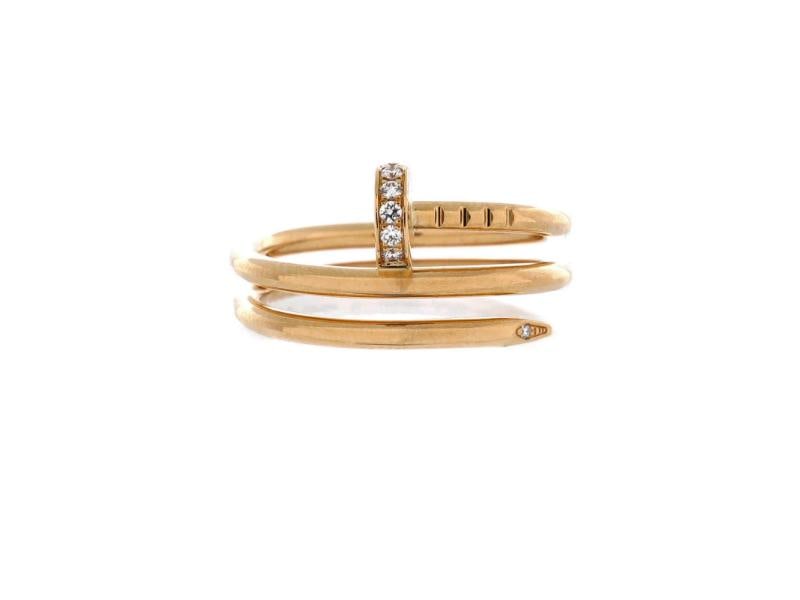 Cartier Juste un Clou Double Ring 18K Yellow Gold and Diamonds Small: Condition: Pre-owned - Good,Brand: Cartier,Main Stone: Diamond,Metal: 18K Yellow Gold,Metal Purity: 18K,Ring Size: 5.75 - 51,Type: Ring,Color: Yellow Gold,Style: 18K Yellow Gold And