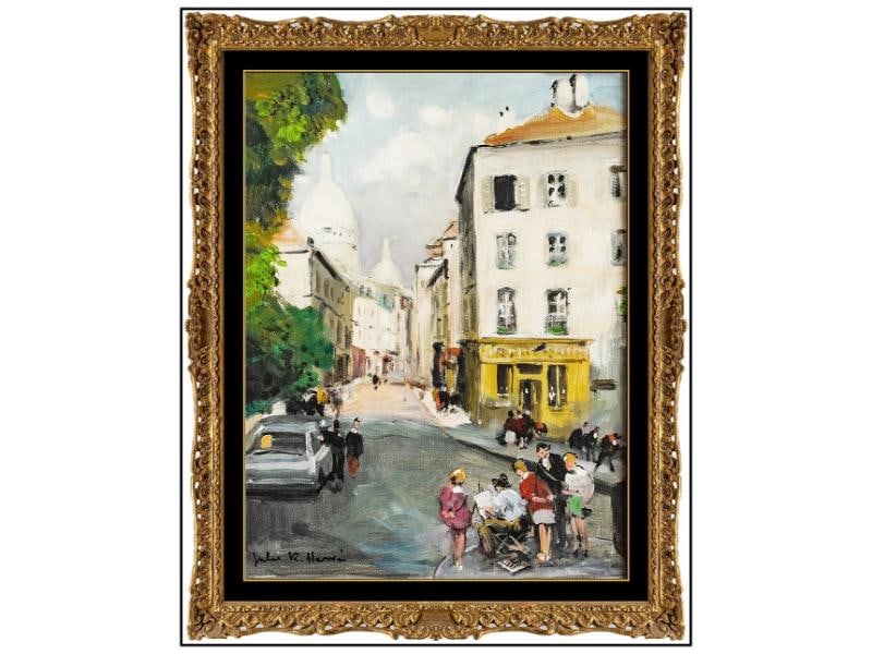 Jules R Herve Original Paris Cityscape Oil Painting On Canvas Signed Framed Art: Also, measuring approximately 16Ã¢â‚¬Â x 12Ã¢â‚¬Â and 24Ã¢â‚¬Â x
