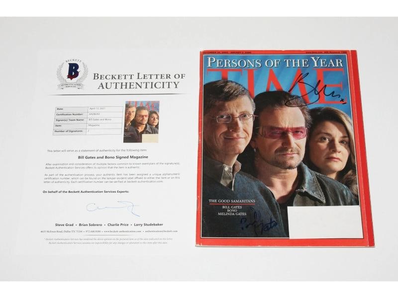 BONO BILL GATES SIGNED PERSONS OF THE YEAR TIME MAGAZINE BECKETT COA U2 PERSON: Original/Reproduction: Original,Autograph Authentication: Beckett,Industry: Music,Country of Origin: United States 