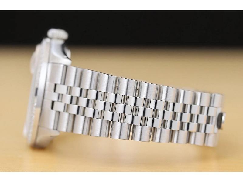 ROLEX MENS DATEJUST 1603 18K WHITE GOLD DIAMOND SAPPHIRE STEEL BLACK WATCH - 5