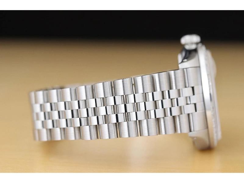 ROLEX MENS DATEJUST 1603 18K WHITE GOLD DIAMOND SAPPHIRE STEEL BLACK WATCH - 7