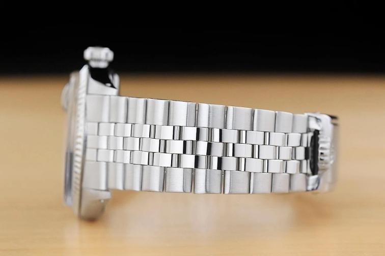 ROLEX DATEJUST 1601 18K WHITE GOLD STEEL GREEN DIAL FOLDED BRACELET WATCH - 5