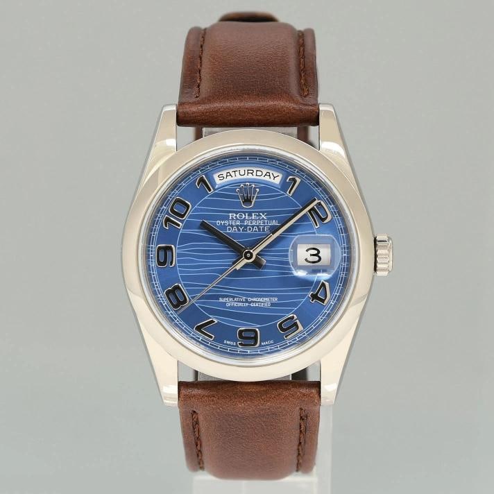 2012 PAPERS MINT Rolex President Day Date Blue Wave 118209 White Gold Oyster - 2