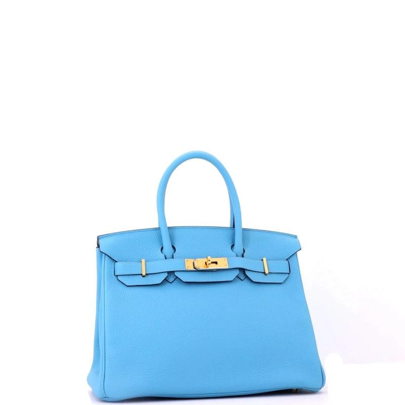Hermes Birkin Handbag Blue Togo with Gold Hardware 30 - 2
