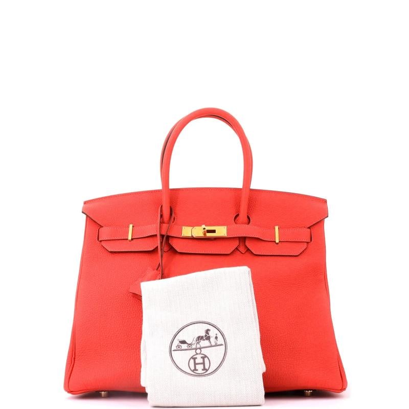 Hermes Birkin Handbag Red Togo with Gold Hardware 35 - 2