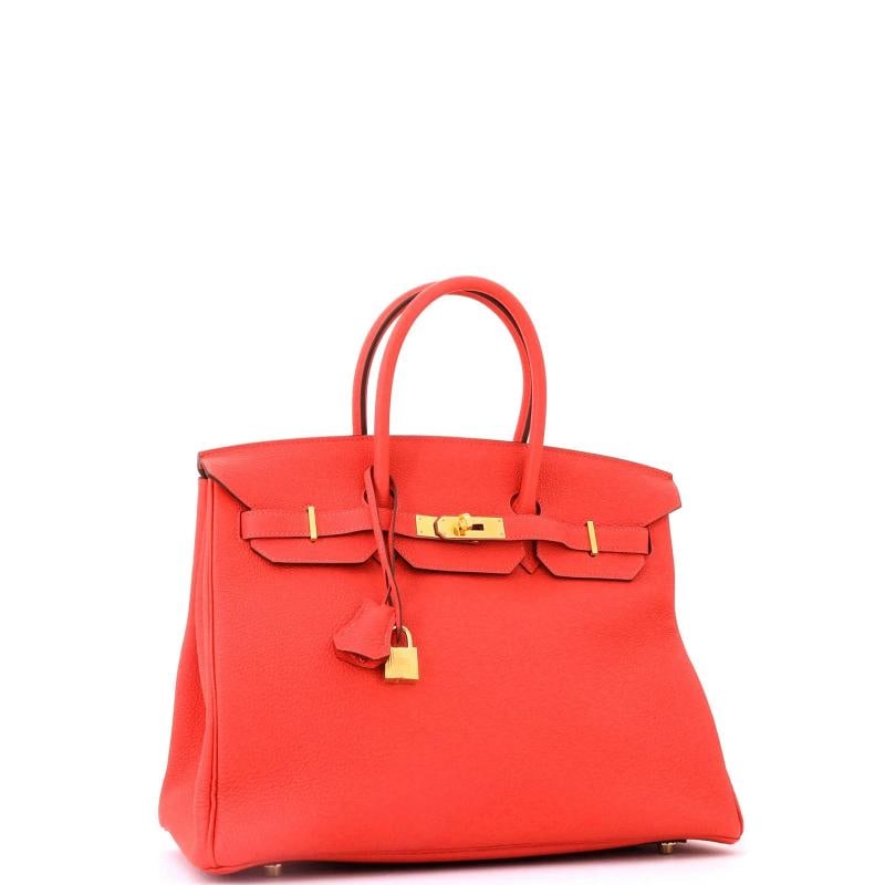 Hermes Birkin Handbag Red Togo with Gold Hardware 35 - 3