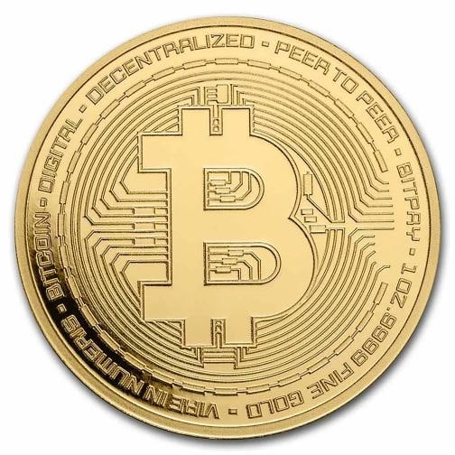 1 oz Gold Round - Bitcoin: Brand: 9Fine Mint,MPN: 247334,Year: N/A,Fineness: 0.999,Denomination: N/A,Country of Origin: United States,Circulated/Uncirculated: None,Certification: Uncertified 