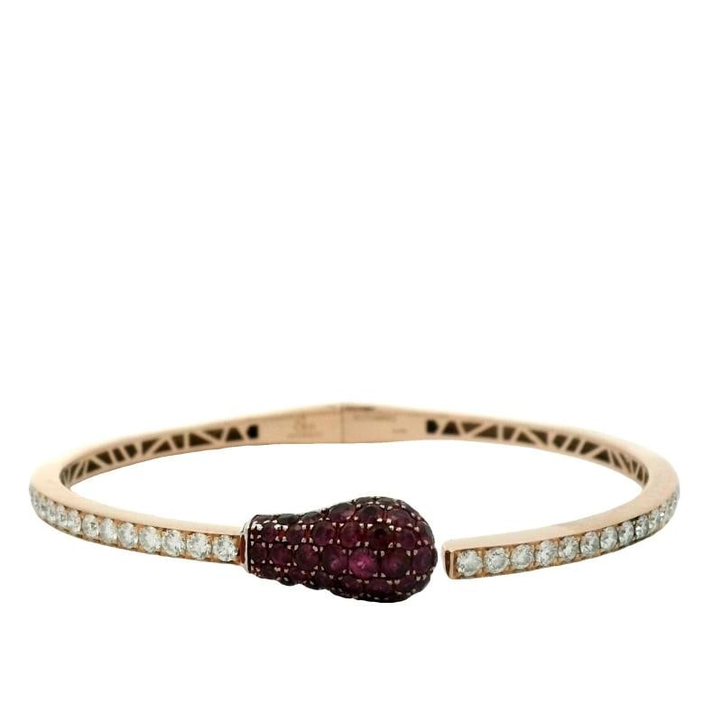Vintage Ruby & Diamond Jacob & Co Match Cuff Bracelet In 18K Rose Gold - 5
