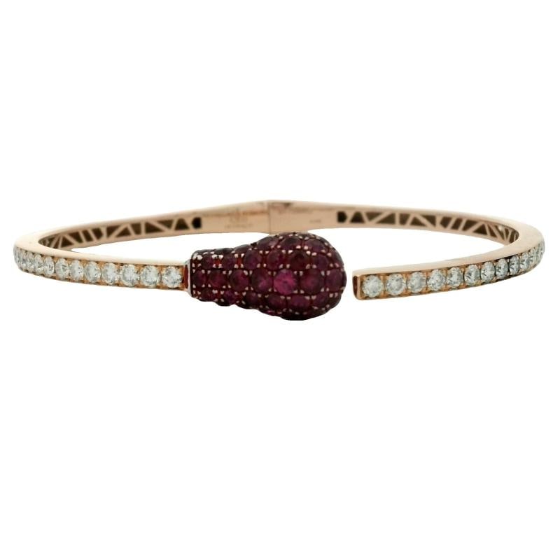 Vintage Ruby & Diamond Jacob & Co Match Cuff Bracelet In 18K Rose Gold - 6