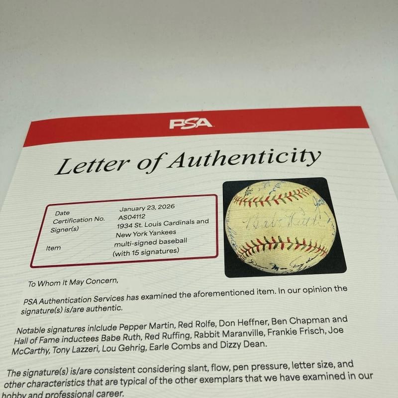 Beautiful Babe Ruth & Lou Gehrig Hall Of Fame Multi Signed Baseball PSA DNA - 10