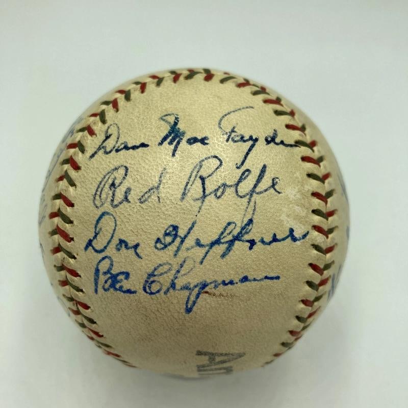 Beautiful Babe Ruth & Lou Gehrig Hall Of Fame Multi Signed Baseball PSA DNA - 3