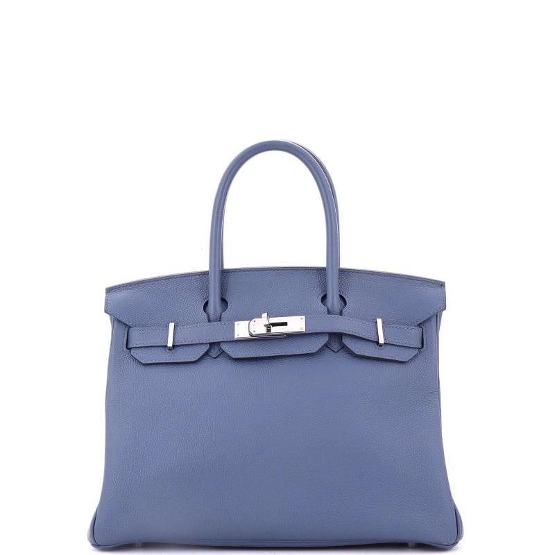 Hermes Birkin Handbag Blue Togo with Palladium Hardware 30: Condition: Pre-owned - Good,Brand: Hermes,Exterior Material: Leather,Style: Totes,Exterior Color: Blue,Department: Women,Size: 30,Accessories: Dust Bag Condition: Good. Exterior: corner wear, minor