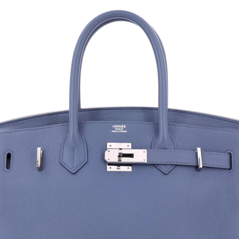 Hermes Birkin Handbag Blue Togo with Palladium Hardware 30 - 6